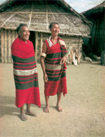 Two Ao Naga elders wearing tsongkutesp-shawls