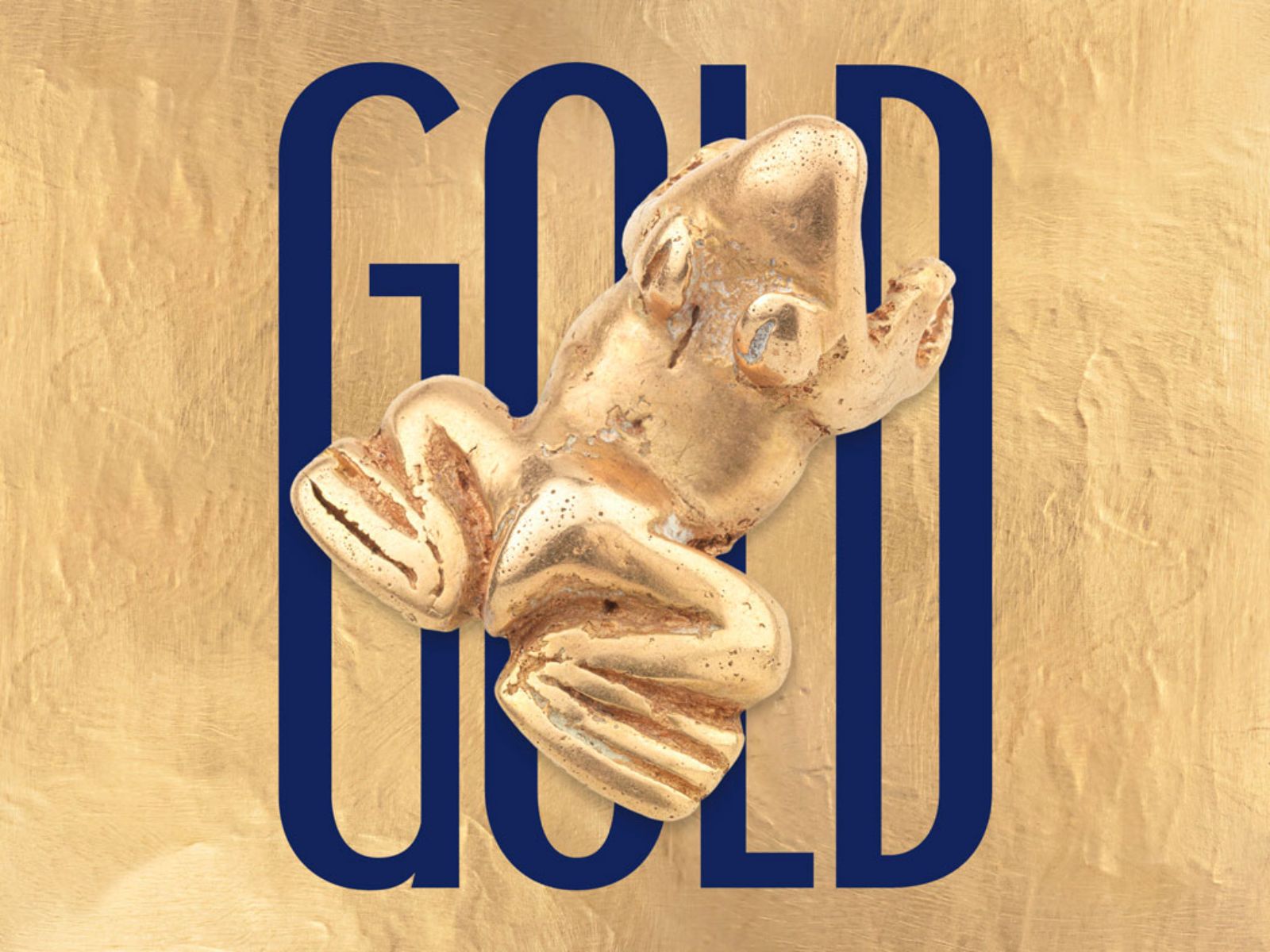 Figure de grenouille en or sur fond doré