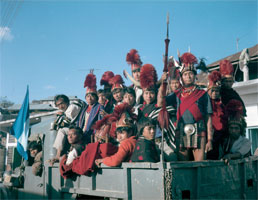 Sangtam Naga dancers returning from a rally